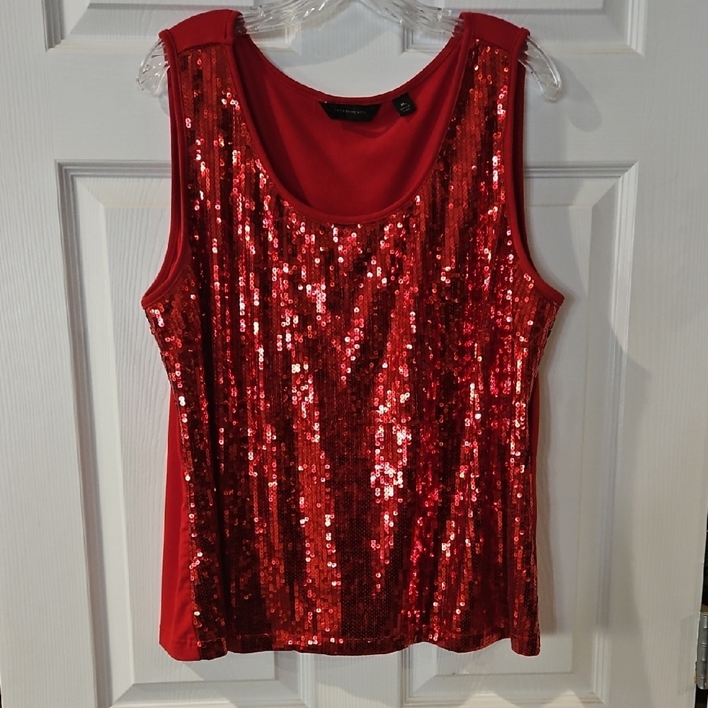 Investments Red Sequin Tank Top